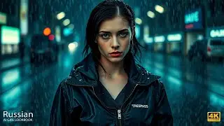 Лукбук с 4K AI Art: Мокрые волосы, смелый взгляд, уличная дождливая драма