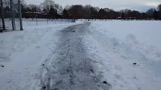 Walk On Windy Winter Day At Kiwanis Park In London Ontario