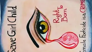 How to draw a picture on save girl child / Save girl child Drawing for competition
