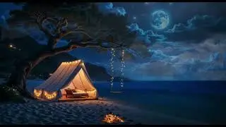Sea, Moon & Campfire Sounds 🌙🔥 Ocean Waves for Deep Sleep & Relaxation
