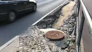 Gdańsk ulica Rakoczego po ostatniej ulewie uszkodzone pobocze 🛠⛏