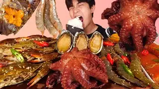 RUS SUB)Осьминог С Креветки Корабль Сплет Еда Mukbang🦀Seafood Korean ASMR 후니 Hoony Eatingsound