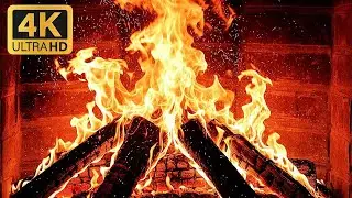 FIREPLACE 4K 🔥 Cozy Fireplace video with Burning Logs & Fire Sounds. Christmas Fireplace