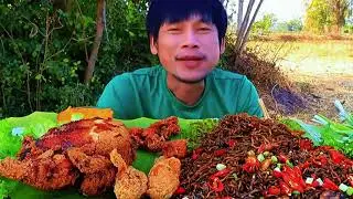 MUKBANG | MUKBANG 5KG SPICY BLACK NOODLES WITH 1KG CRISPY FRIED CHICKEN DIPPED IN MAYONNAISE
