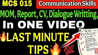 Mcs 015 Most Important Question Answer🔥|  Communication Skills One Shot
