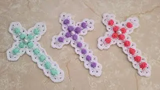 Elegante cruz a CROCHET 🤍💜💚 Modelo 3 | Hermosos y diferentes recuerdos para ceremonias