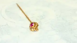 Antique 15ct Gold Heart Cut Ruby and Diamond Tie Pin (SH8447)