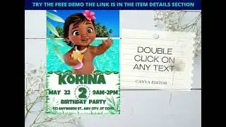 How to Edit Moana Birthday Invitation