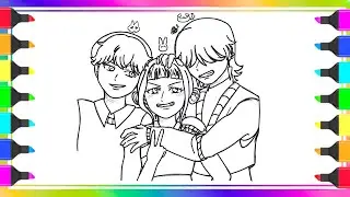 Coloring KPop Demon Hunters-Coloring Pages How To Color Zoey, Mystery and Baby Saja/NCS