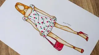 رسم فستان صيفي سهل/Learn to draw an easy summer dress