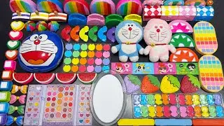 DORAEMON SLIME & RAINBOW MAKEUP ! Mixing Random Things into GLOSSY Slime !!!