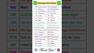 Whatsapp Short Words, #whatsapp