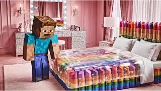 Realistic Minecraft Physics Simulation with Badroom and Dream Bed 🛏️ Asmr Minecraft