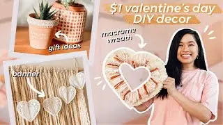*ACTUALLY CUTE* Dollar Store Valentine's Day DIY Decor + Gift Ideas | Macrame Wreath, Punny Planter