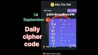 14 September Daily cipher code today//today cipher code//new cipher code 14 September//New update