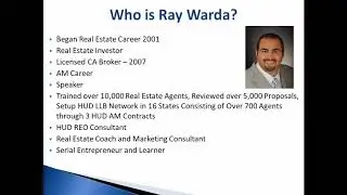 8-23-17 HUD REO Opportunities Webinar Recording - Ray Warda