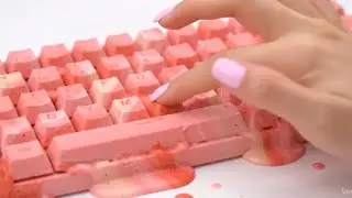 Keyboard from strawberry ice cream ASMR relaxation video google veo3 Ai satisfying relaxing sleep 