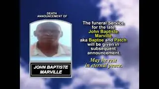 John Baptiste Marville ~ Short Obituary