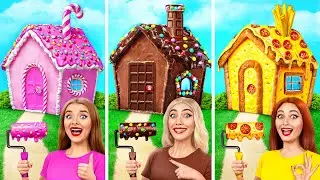 Case di un Solo Colore Sfida | Dolci vs Cioccolato vs Cibo Veloce da Multi DO Smile