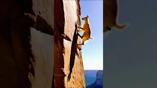 Insane Vertical Climb &ndash; Goats Are On Another Level! 🐐 #GoatMoment #ExtremeClimbing  #MountainGoat