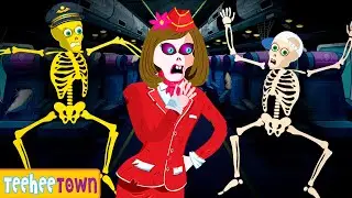 Angry Airhostess Shouting At Dancing Skeletons | Midnight Adventure | Spooky Rhymes for Teehee Town
