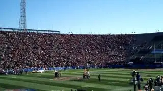 Papa Johns Bowl- Iwo Jima reenactment, National Anthem, and plane flyover.