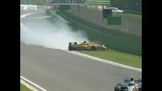 Imola 1999 F1 GP: Frentzen crashes (Natural audio) [AI-enhanced]