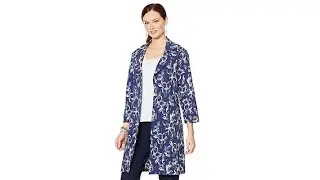 Slinky Brand Printed Travel Stretch Trench Coat with Poc...