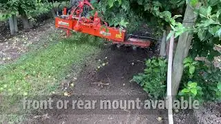 Rinieri EL model POWER HARROW cultivator in apple orchard--