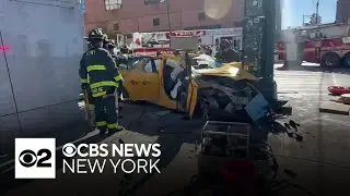 4 hurt when taxi cab crashes on 42nd Street