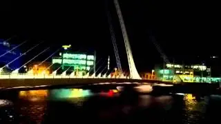 Time lapse of turning Samuel Beckett bridge