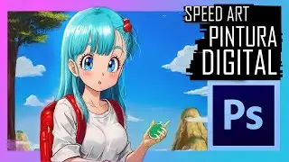 SpeedArt de Pintura Digital no Photoshop. Passo a Passo: Bulma,Dragon Ball Classic. Anime