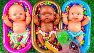 4 Minutes Satisfying with Full of 3 Rainbow BathTubs Candy with M&M's & Magic Slime Cutting Video