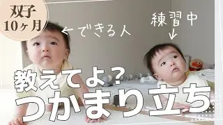 【双子赤ちゃん】生後10ヶ月つかまり立ち練習中！気合い？で本当にできるの？