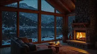 Snowy Night Beyond the Window ❄️🔥 | Gentle Firelight for Deep Calm & Sleep