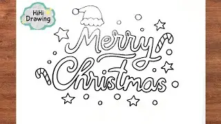 How to Draw Merry Christmas Calligraphy 🎄 | Easy Drawing Step by Step