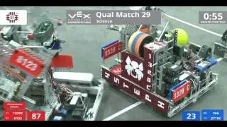 VEX Worlds 2016 - VRC High School - Science - Qual 29 (1320C 8123) 204 vs 109 (266 2719C)