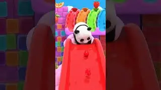 Baby Panda Bounces on a Jelly Slide! 🐼🍓 #aianimation