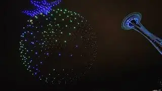 VIDEO   500 drones create stunning globe and airplane formation above the Space Needle for Alaska Ai