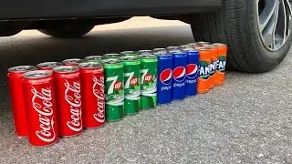 Car vs Giant Slime Balls With Crushing Soft Crunchy Things & Experiment Fanta, Coca-Cola, Sprite 