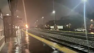 Metra 104 Holiday Train arrives at Galewood on 12/28/2023 
