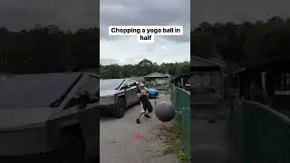 Trying to pop a yoga ball fail 🙈😂 #fail #funny #tesla #yogaball