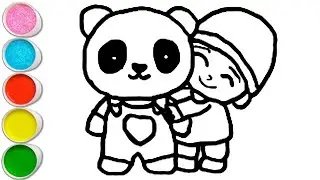 Cute panda with pocoyo Drawing, Painting and Coloring For Kids and Toddlers_ Easy Drawing 