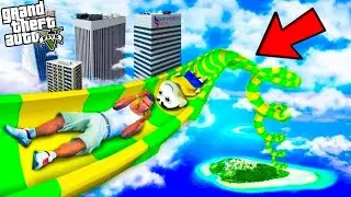 Shinchan and Franklin Tried Impossible Loop Tunnel Water Slide Parkour Challenge in GTA 5
