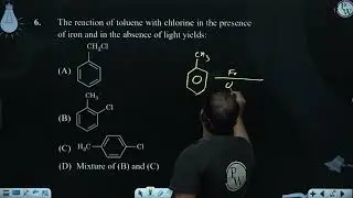 The reaction of toluene with chlorine in the presence of iron and in the absence of light yields....