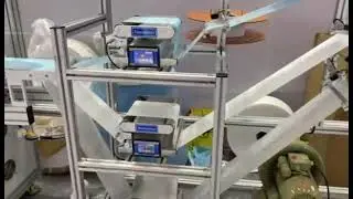 Full automatic disposable 3ply Elastic mask making machine with auto packing and elastic earloop