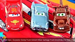 Kids toys | Excavator Dump Truck Cement Mixer Garbage Truck School Bus for kids | YapiTV Toy