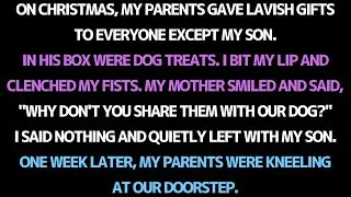 My parents gave only my son dog treats as a Christmas gift...