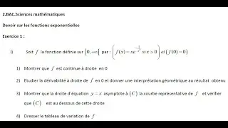 2 bac sm fonctions exponentielles devoir de 4 exercices correction de l'exercice numéro 1