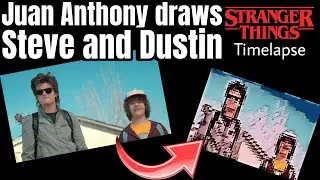 Steve and Dustin, drawing timelapse by Juan Anthony#art #drawingprocess #strangerthings 